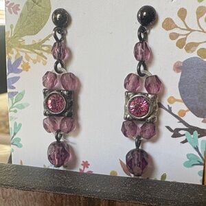 Chic Amethyst Crystal Dangle Earrings
